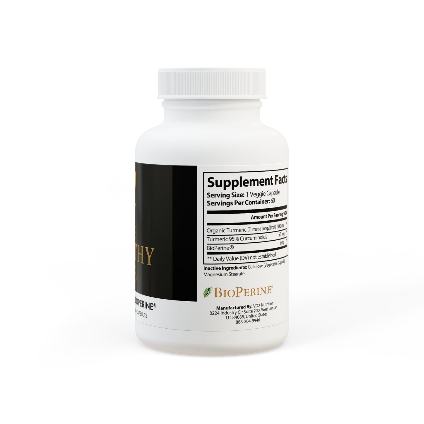 The Healthy JAB Turmeric with BioPerine® (Black Pepper Fruit Extract) Supplement (60 Capsules)